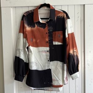 Multi print desert vibe button down long sleeve. Lightweight.